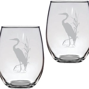 Blue Heron Glass  FREE Personalization