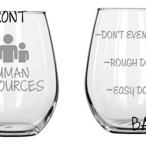 Human Resources HR Glass FREE Personalization, Human Resource Career Gift, Funny