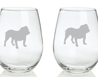 Bulldog Glass  FREE Personalization, Bulldog Mom Dad Christmas Gift