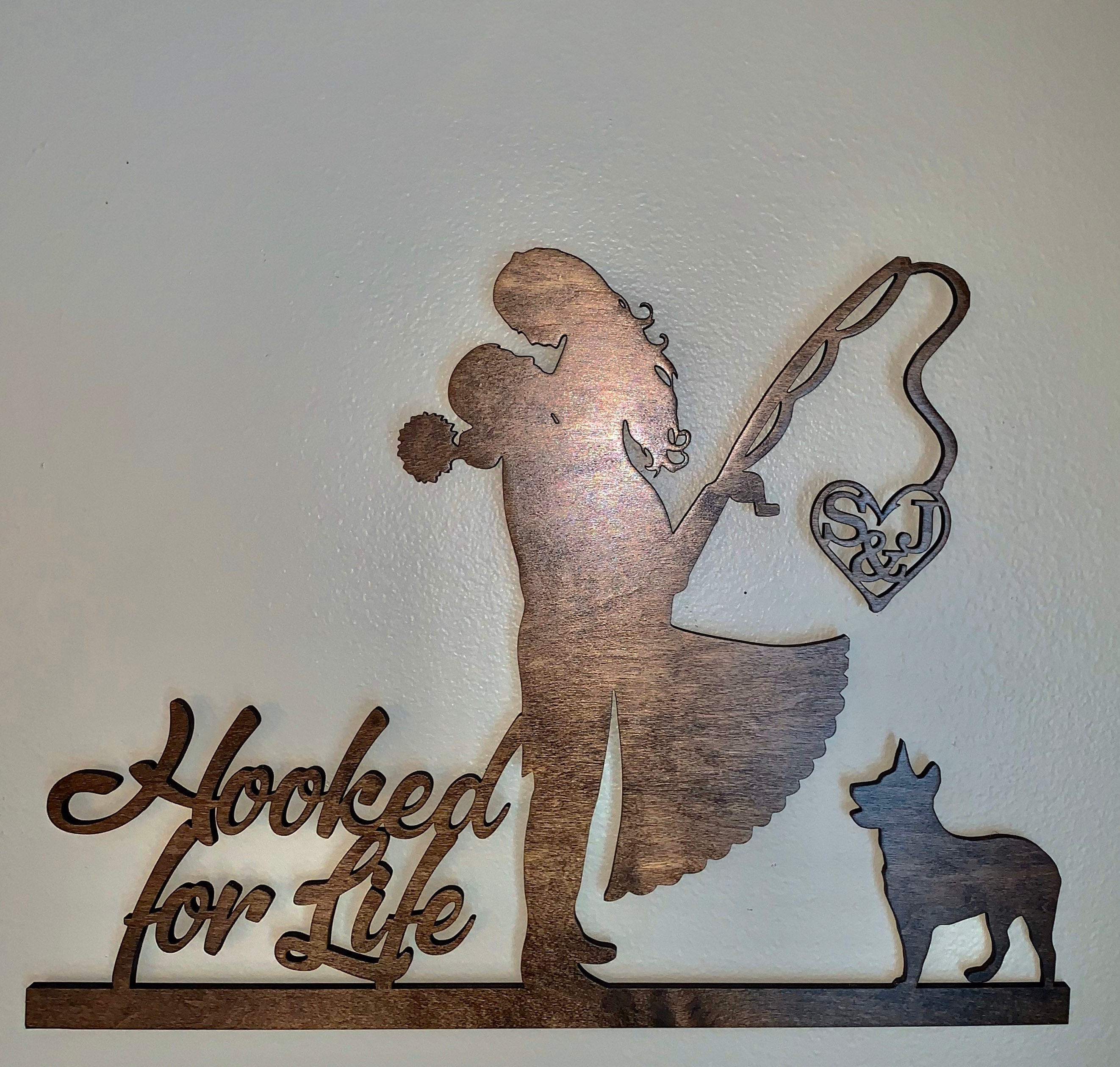 Hooked For Life Fishing Couple Wall Art FREE Personalization