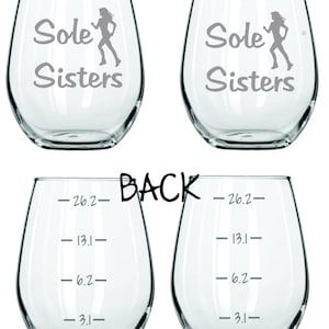 Sole Sisters Running Runner Glass  FREE Personalization, Running Friends, Marathon Running Friends Gift Idea