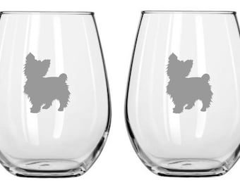 Yorkie Sand Garved Glass FREE Personalization, Dog Mom Dad Christmas Birthday Gift