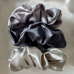 Satin Silk Scrunchies, Hair Scrunchy, Silk Scrunchie Set, Mulberry Silk Scrunchie Set, Gift For Her, Silk Scrunchie Large, Set Of 3 image 7