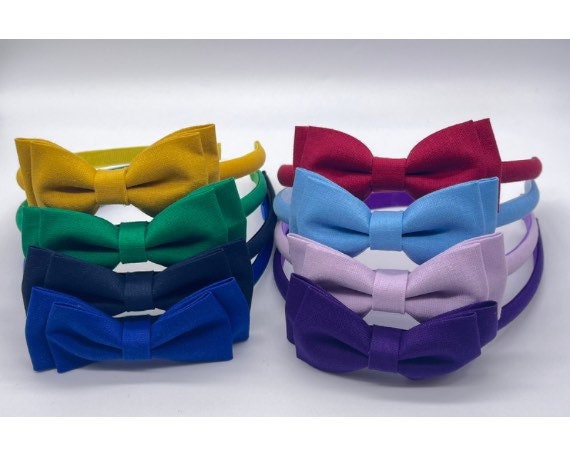Alice Bow Headbands, Skinny Hairband, Plain colour Bow Headbands, Kids Bow Headband, School Hair Bow, Plain Headband, Kids Hair Accessory