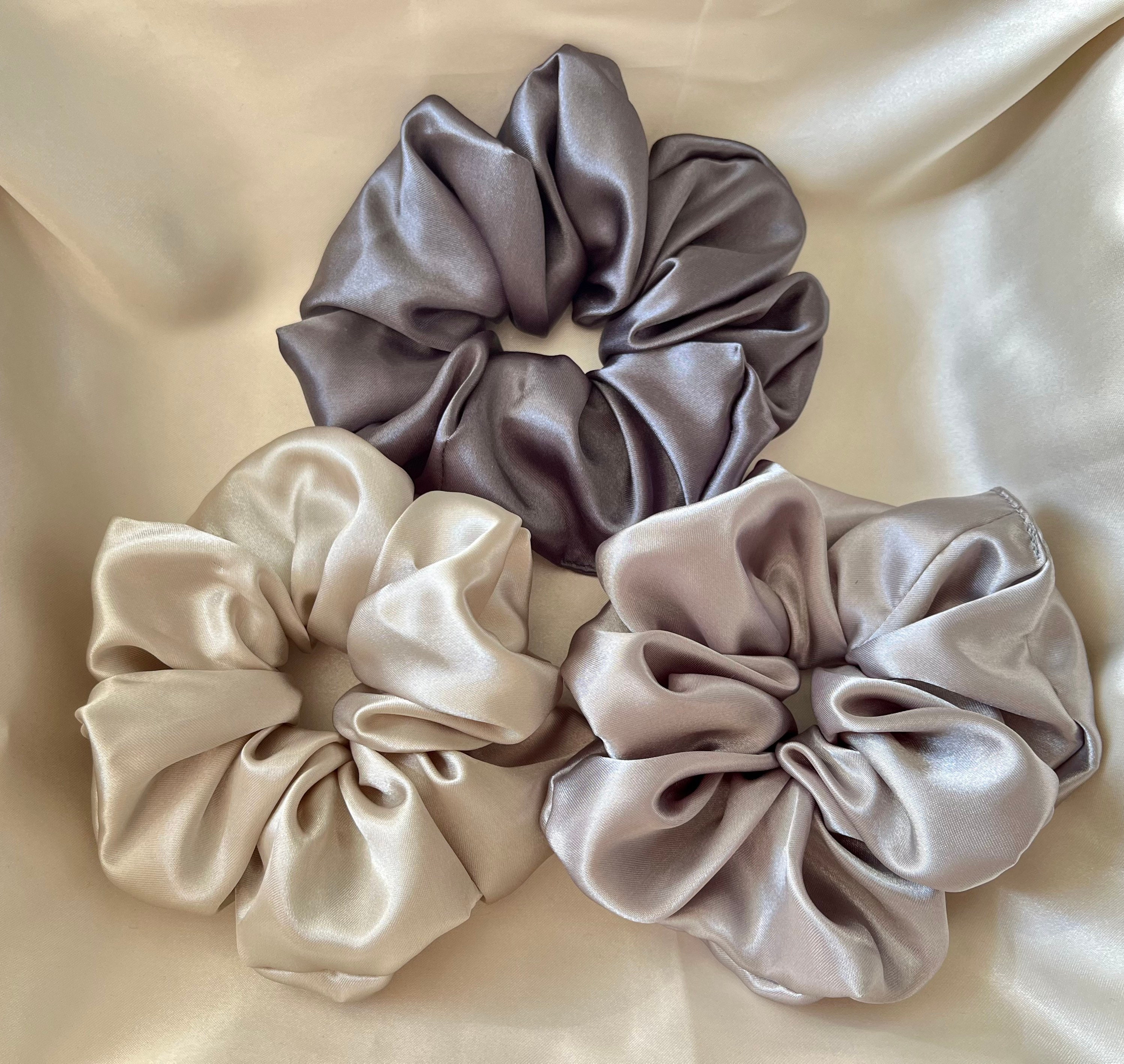 Satin Silk Scrunchies, Hair Scrunchy, Silk Scrunchie Set, Mulberry Satin Silk Scrunchie Set, Gift For Her, Birthday gift, Set Of 3,