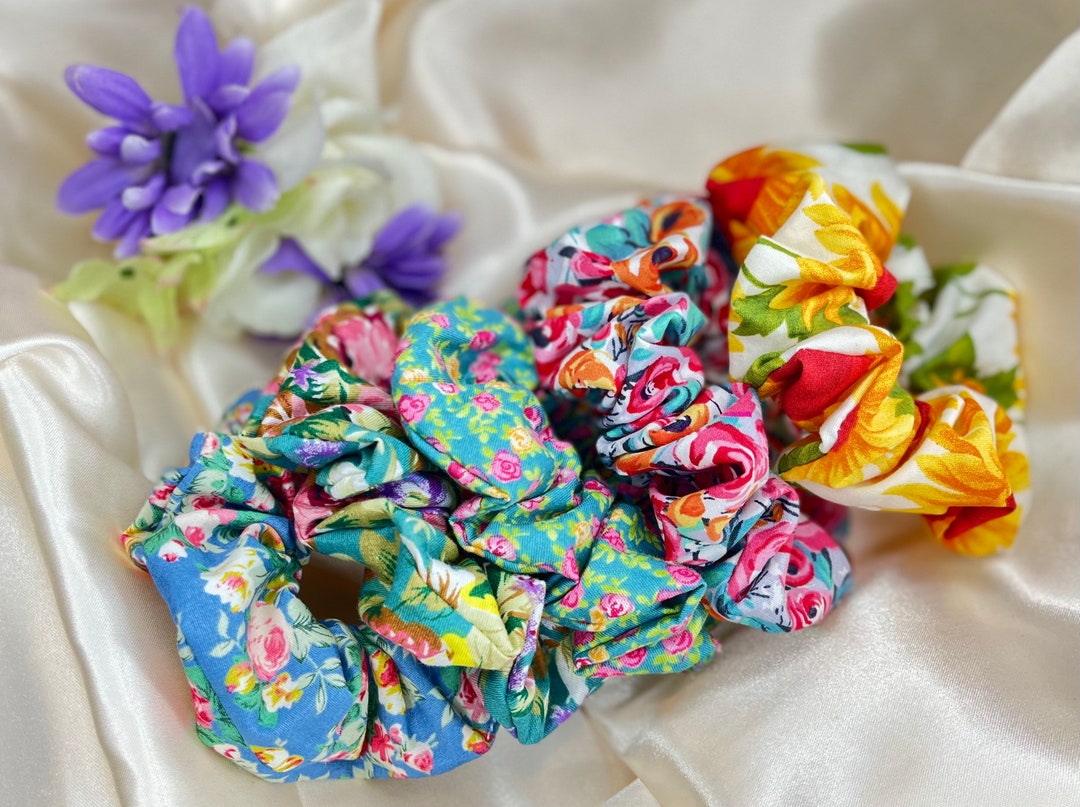20 Stück Floral Scrunchies – Seiden-Chiffon-Haargummis Mit Schleife | Bulk-Pack Für Frauen & Mädchen