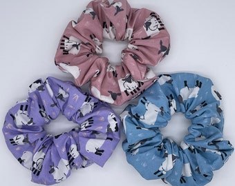 3 Handmade Sheep Hair Scrunchies, 100% Premium Quality Cotton perfect gift for all occasions. Girl Hair Accessories, Sheep Gifts