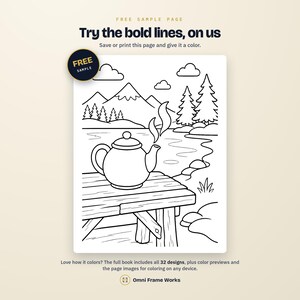 Cozy Winter Coloring Book | Bold Line Lakeside Scenes (Digital Download) image 12