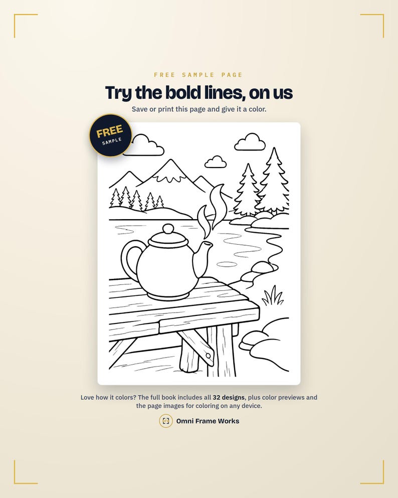 Cozy Winter Coloring Book | Bold Line Lakeside Scenes (Digital Download) image 12