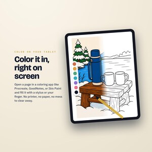 Cozy Winter Coloring Book | Bold Line Lakeside Scenes (Digital Download) image 5