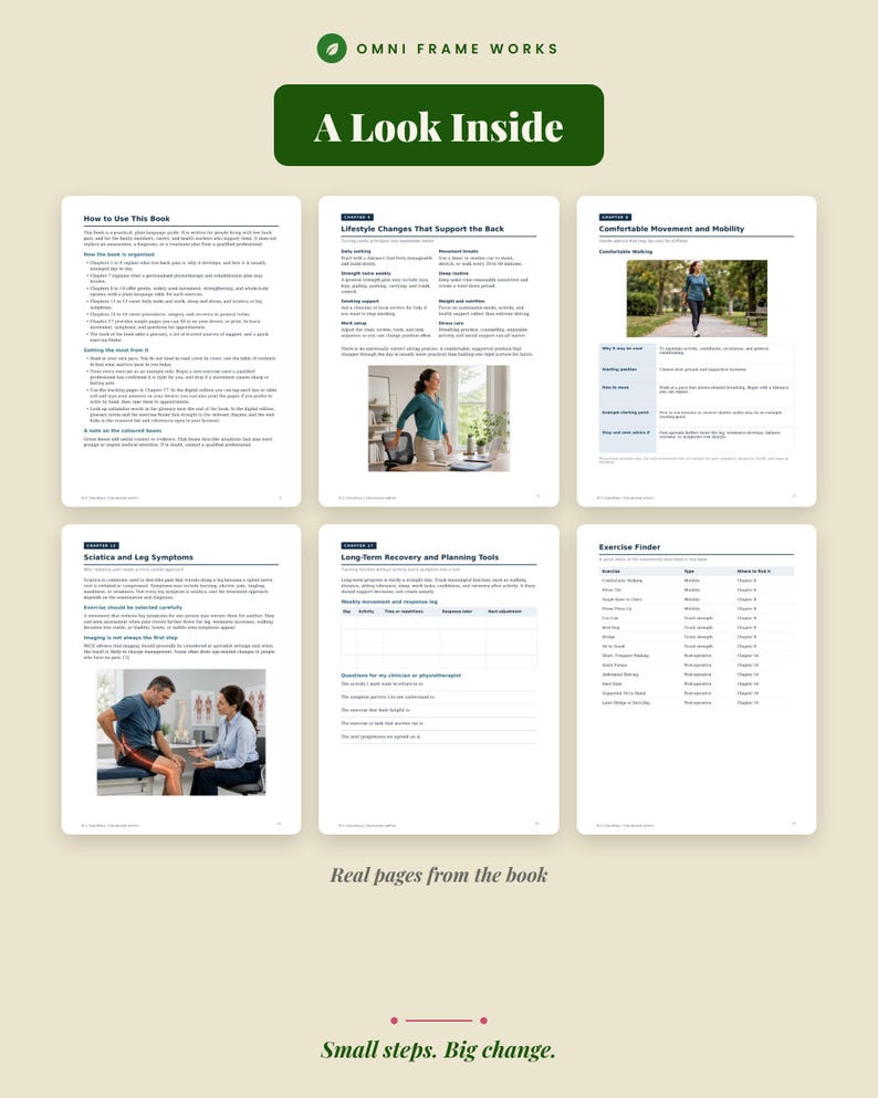 Low Back Pain Relief Guide | 42 Page eBook, 14 Exercises, Fillable Trackers | Sciatica & Post Op Care | PDF + EPUB Instant Download image 3