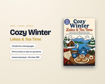 Cozy Winter Coloring Book | Bold Line Lakeside Scenes (Digital Download)