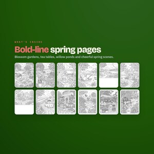 Mysig vårmålarbok | djärv och enkel, tedagsscener (digital PDF) bild 2