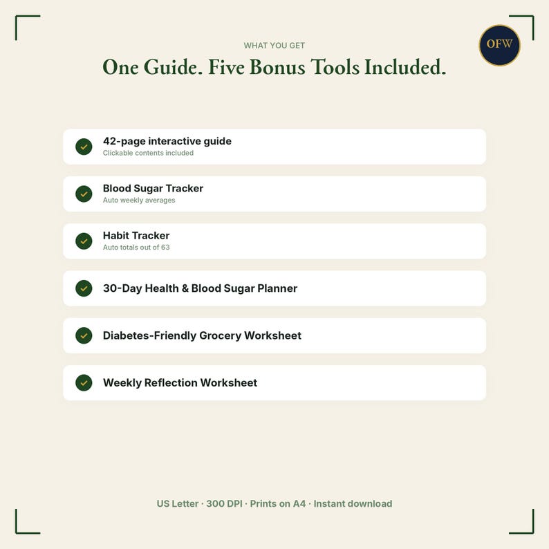 Diabetes Management Guide | Interactive PDF, Habit Tracker, Meal Plan (Digital Download) image 4