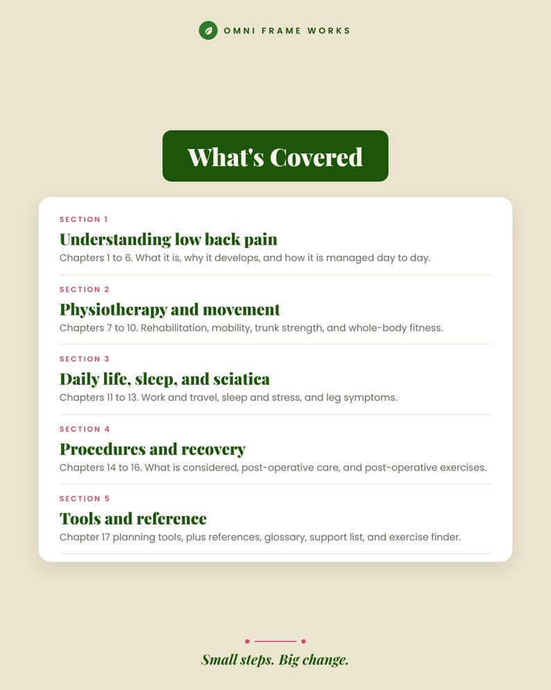 Low Back Pain Relief Guide | 42 Page eBook, 14 Exercises, Fillable Trackers | Sciatica & Post Op Care | PDF + EPUB Instant Download image 13