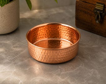100% puur koper, handgehamerde koperen kom, koperen waterkom, Diwali-decoratie, kom voor op de salontafel, koperen keukengerei.