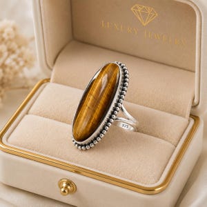 Tigerögonring i sterlingsilver, sydvästra bohemiska smycken