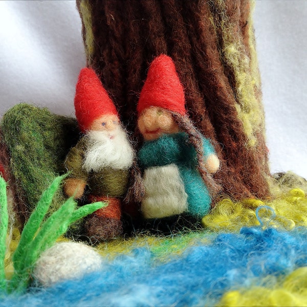 Needle Felted Waldorf inspired Gnome couple