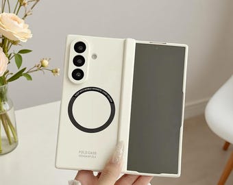 Matte Magnetic Hinge Case for Samsung Galaxy Z Fold 7/6/5 with Screen Glass