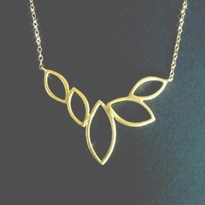 Gold Leaf Statement Necklace: Geometric Pendant, Friendship Jewelry
