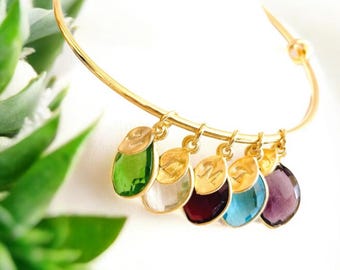 Birthstone Bracelet for Mom Initial Jewelry Stone Earrings Custom Necklace Personalized Gifts