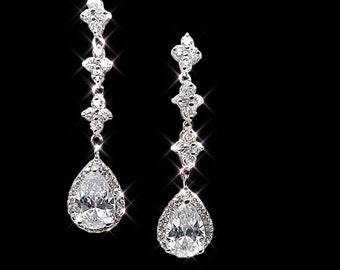 Crystal Bridal Earrings Chandelier Earrings  Crystal Earrings Crystal drop Earrings Bridal Jewelry Silver bridal earrings evening earrings
