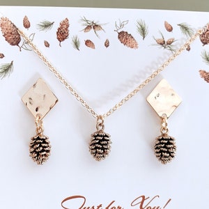 Gold Pine Cone Halskette: Herbst Schmuck Geschenk