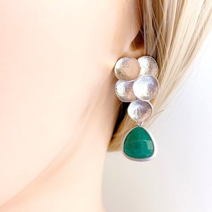 Green Onyx Earrings, Green opal Silver earrings, Grape Stud earrings, Silver post earrings, Summer Earrings, Modern Jewelry, Birthday Gifts