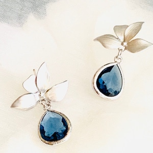 Orchid Stud Sapphire Earrings: Rose Gold Plated Brass, Pink Opal September birthstone Birthday gifts