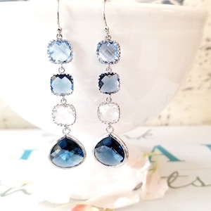 Sapphire Earrings Navy Blue Jewlry Wedding Earrings Bridal Earrings Birthday gift for Her Wedding gift Best Bridesmaid gifts Bridal gift