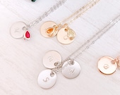 Personalized Jewelry Initial Birthstone Necklace Gold Pendants Layered Necklace Personalized Gift for Mom Valentine Gift for Girl Friend