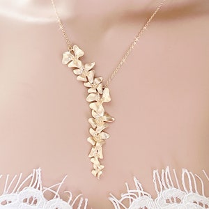Wild Orchid Flower Necklace Flower Gold Statement Necklace for women Bridesmaid Gift Personalized gift for Mom Jewelry Mothers day gift image 4