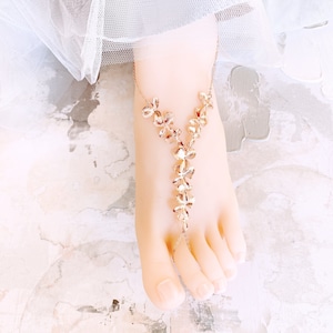 Rose Gold Orchid Barefoot Sandal: Beach Wedding Foot Jewelry