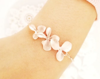 Bridesmaid Flower Rose Gold Bracelet Flower Girl Sister Wedding bracelet wedding jewelry Gift for Sister mothers day gifts