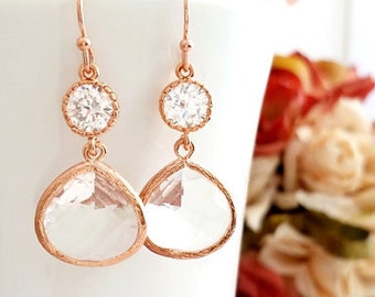 Rose gold wedding earrings Drop Earrings Bridesmaid Earrings Rose Gold Jewelry Bridesmaids Jewelry Gift Dangle Earrings Bridesmaid gift