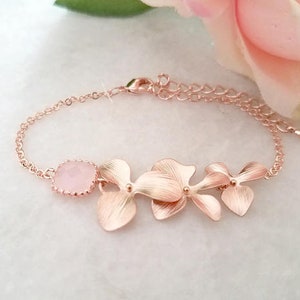 Silver Flower Bracelet Emerald Jewelry gifts for women Blush Pink Earrings for bridesmaid gifts for wedding Jewelry image 1