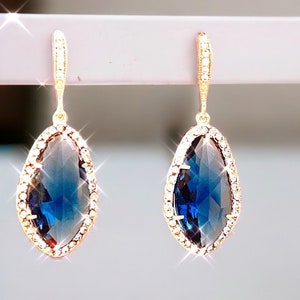 Sapphire Earrings, Navy Blue Gold Earrings, Sapphire Blue earrings, Bridal Earrings, Wedding Earrings, Bridesmaid Earrings, Bridesmaid gift