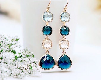 Sapphire Earrings Navy Blue Jewlry Wedding Earrings Bridal Earrings Birthday gift for Her Wedding gift Something blue earrings Bridal gift
