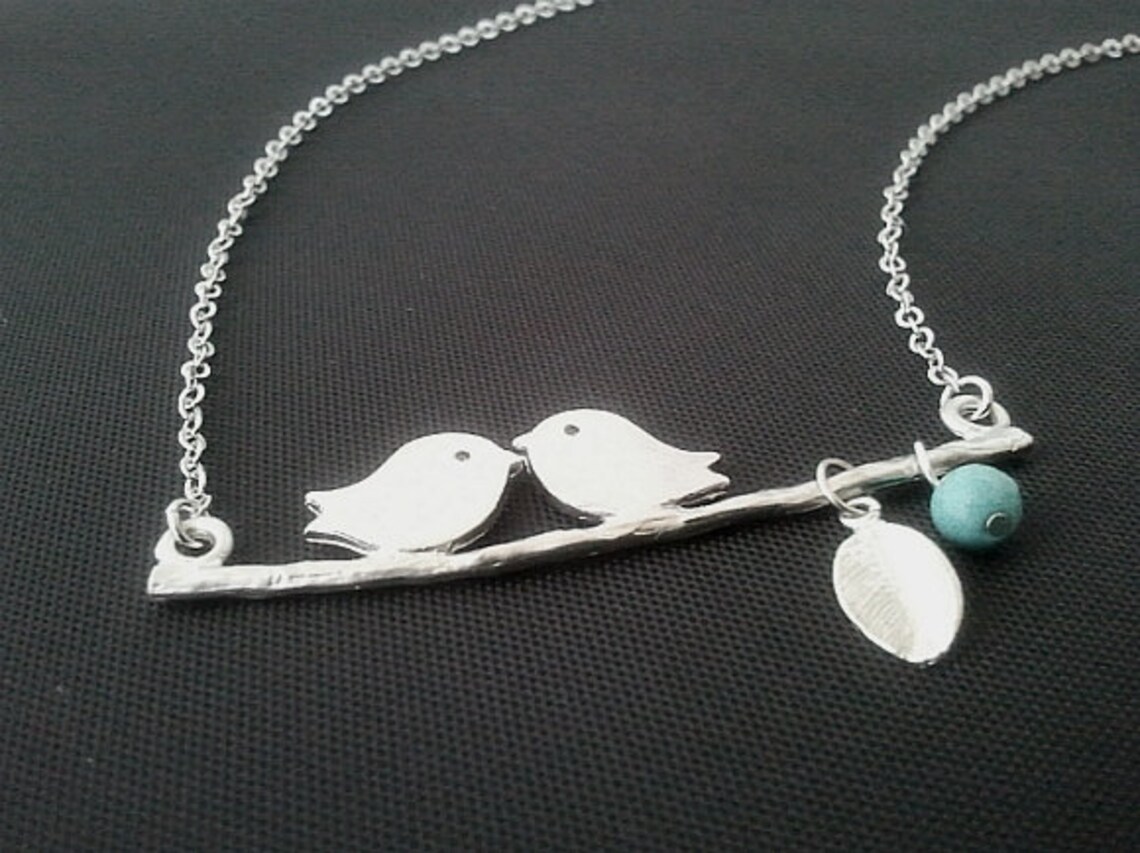 A Couple of Lovely Birds Charm Necklace Bird Pendant Etsy