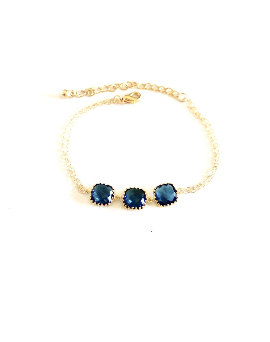 Blue Sapphire Gold Bracelet bangle Braceletfriendship Etsy