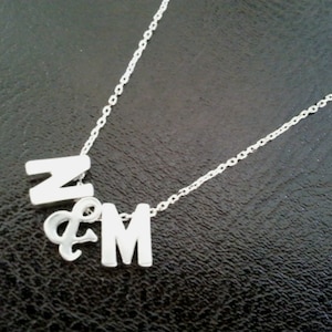 Personalized Initial Necklace: Matte Silver Monogram Jewelry