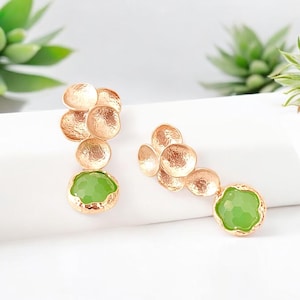 Gold Grape Peridot Earrings: August Birthstone Dangle