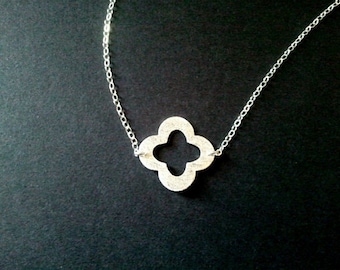 Clover Necklace, Shamrock Necklace, Four Leaf Clover Necklace, Lucky Necklace, Sterling silver Clover Charm, Lucky Jewelry Gift For Her