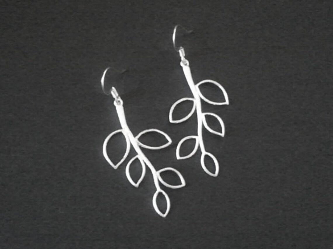Two Leaves Earringsdrop Dangle Bridesmaid Giftswedding Etsy