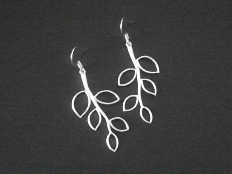 bridesmaid gifts,Wedding jewelry Dangle Two Leaves Earrings,Drop