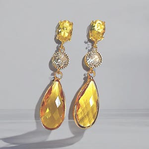 Citrine yellow Earrings, Yellow brown gold earrings, Citrine November Birthstone Necklace, Yellow Jewelry Gift, Birthday Gift for Her