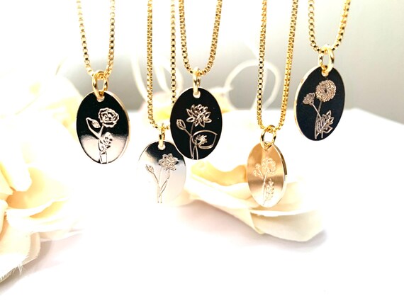 Wildflower Mother's Family Birthstone Oval Pendant or Necklace Wildflower Mother's Family Birthstone Oval Pendant or Necklace