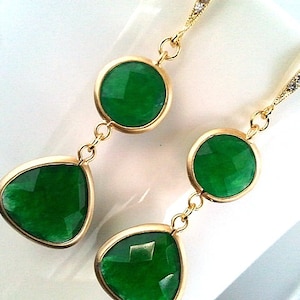 Lovely Green Jade gorgeous Earrings ,Drop, Dangle, Glass Earrings, bridesmaid gifts,Wedding jewelry,Mother's Day Gift