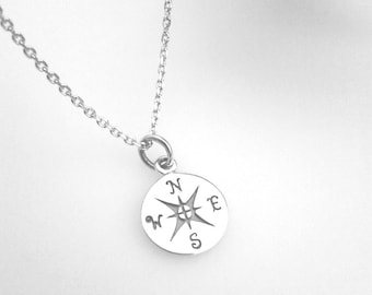 Compass necklace, Compass jewelry, Minimal necklace, Silver necklace, Jewelry gifts for Her Valentine Gift for Daughter Best Gift for Sister