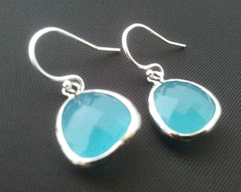 Blue earrings, Mint blue Summer Earrings, Silver earrings Bridesmaid Jewelry Gift for Her Bridal jewelry Bridesmaid gift Maid of honor gift